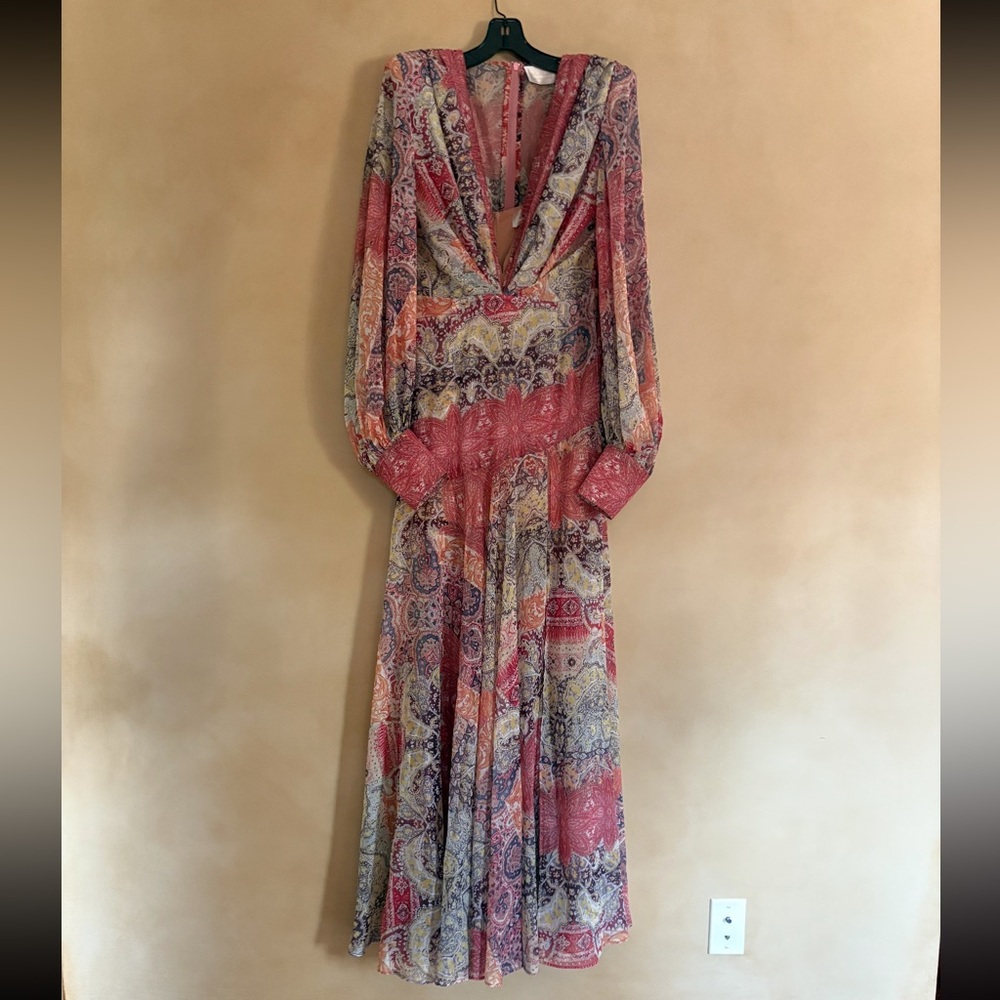 NWT Bronx and Banco Farah Maxi Dress - Red/Multi - Size: US 8/L - Picture 5 of 9